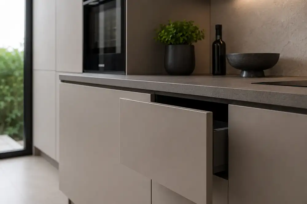 Greeploze keuken met push-to-open kastjes