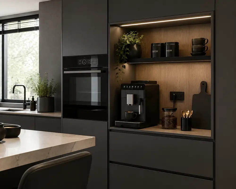 Koffienisje in moderne keuken