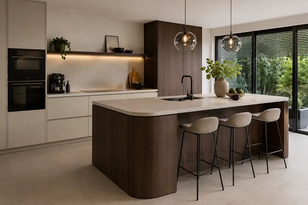 Moderne keuken met uitgebalanceerde kleurencombinatie