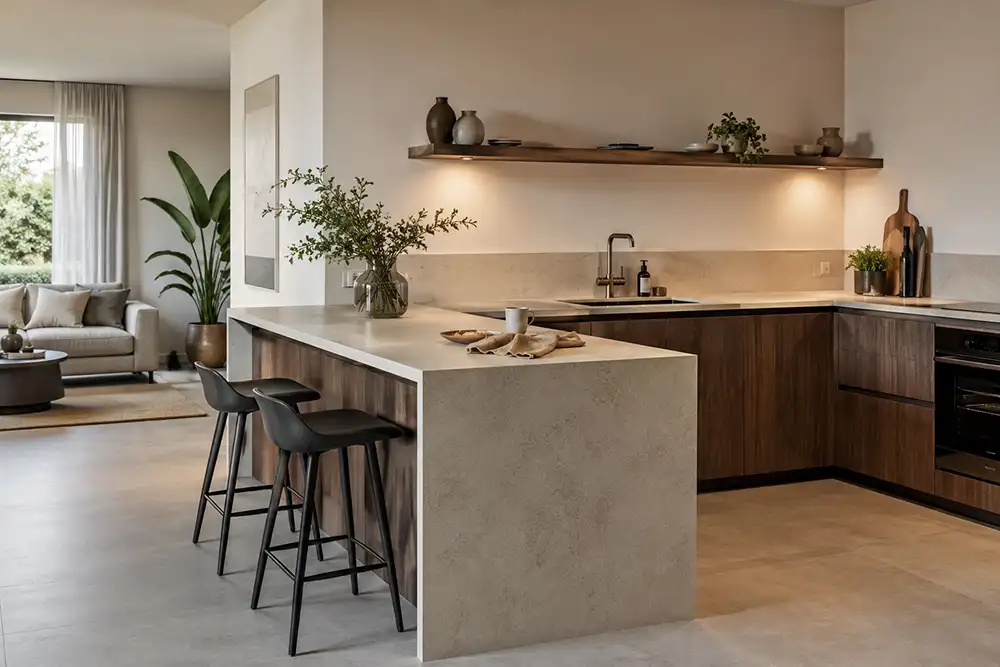 Moderne keuken met schiereiland
